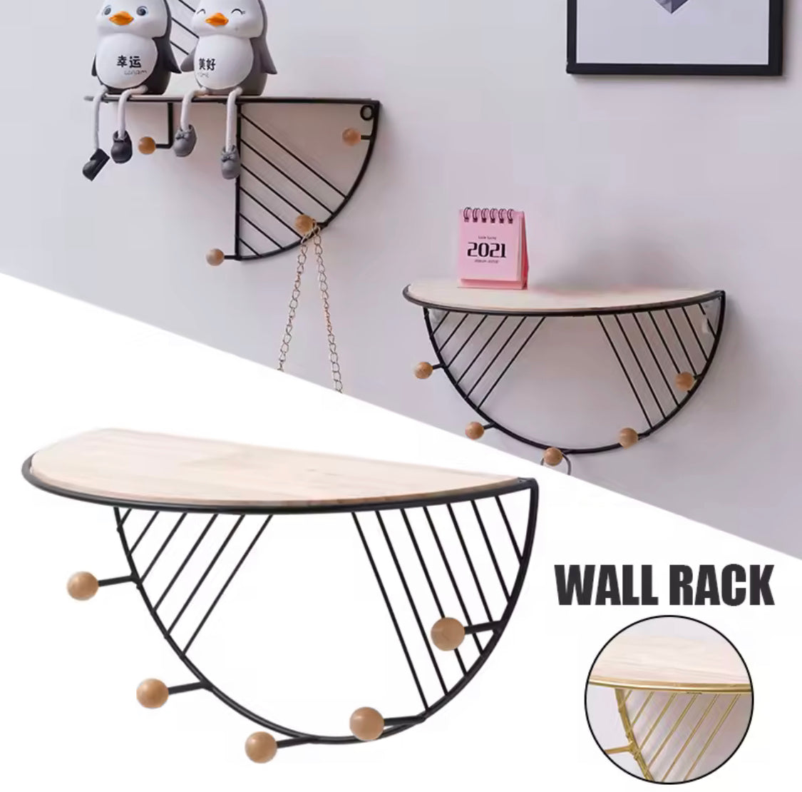 D Shape Wall Mounted Storage Shelf, Creative Wall Mounted Rack, Wall Mounted Iron Wood Floating Shelf, Decorative Hanging Display For Ornaments D Shape Wall Mounted Storage Shelf, Creative Wall Mounted Rack, Wall Mounted Iron Wood Floating Shelf, Decorative Hanging Display For Ornaments